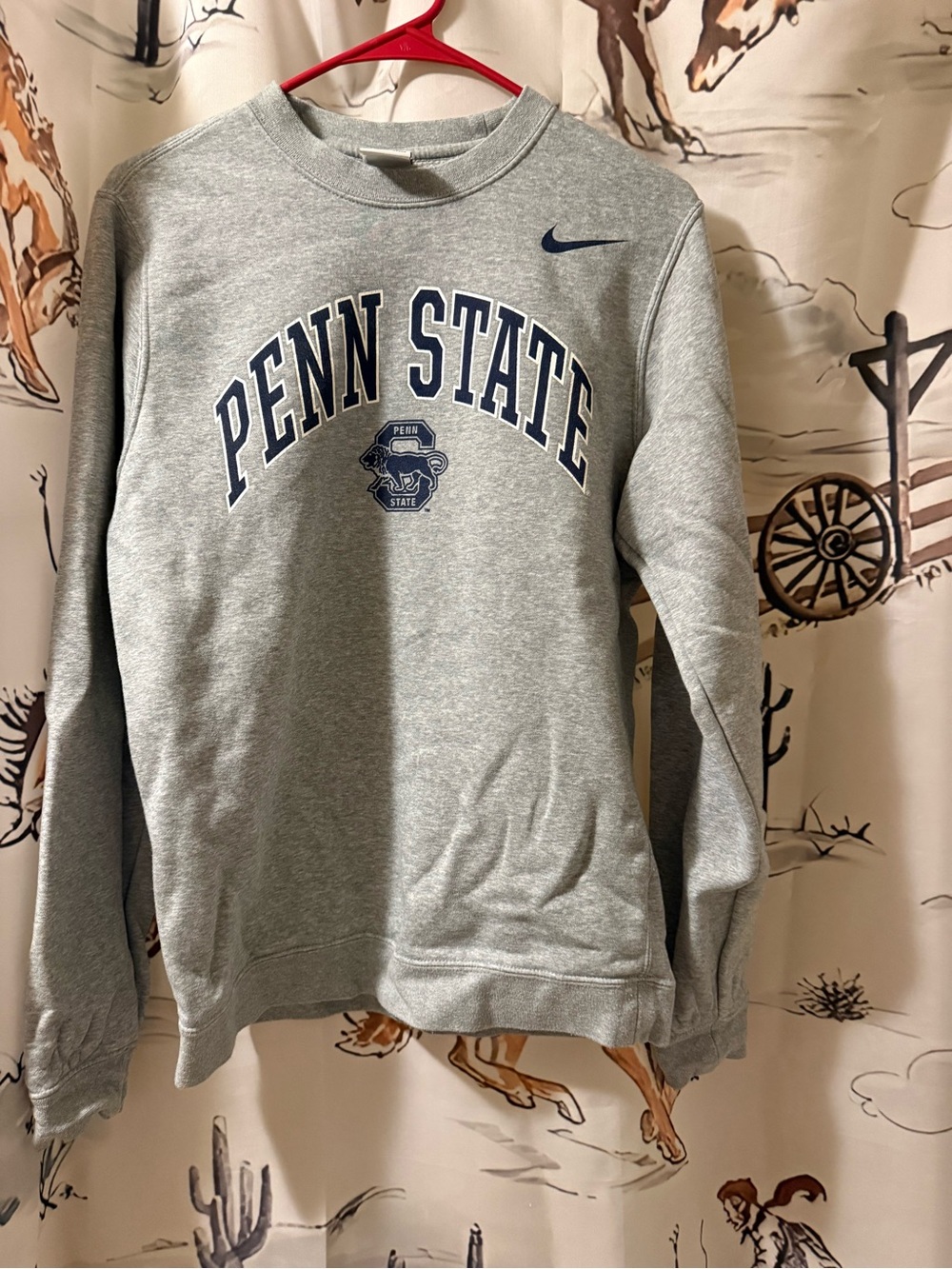 Nike Gray Penn State Crewneck Sweatshirt with Navy Logo